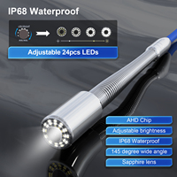 Cámara de inspección de drenajes de 200M con pantalla IPS de 10 pulgadas, 32mm, 24 LED, cable de freno de 9mm, localizador de 512Hz, medidor autonivelante y teclado