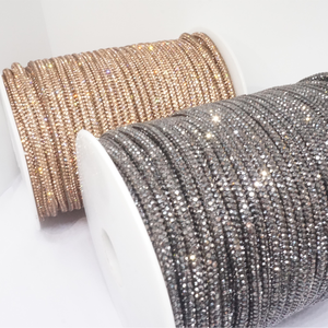 Lacets décoratifs en cristal Happyquality de 4 mm, 6 rangées, <span class=keywords><strong>cordon</strong></span> DIY, corde en <span class=keywords><strong>diamant</strong></span> d'eau, tube rond coloré scintillant en verre, vêtements, sacs - Product Image 1