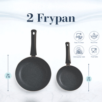 Set Wajan Anti Lengket Premium Berlapis Batu dengan Gagang Ergonomis, Kompatibel dengan Kompor Induksi dan Gas untuk Memasak di Dapur