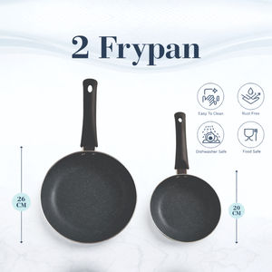 Ensemble de 2 poêles antiadhésives en acier inoxydable de qualité supérieure avec revêtement céramique antiadhésif, poignées résistantes à la chaleur, compatibles gaz et induction - Product Image 3