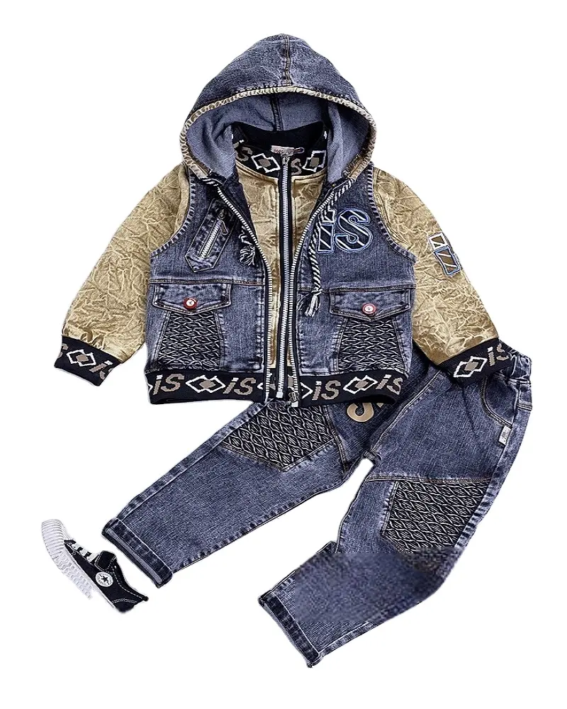 Jongens Herfst Set Kinderen Denim Jack 2023 Nieuwe Baby Casual Driedelige Set Jongens Kleding Trendy En Cool