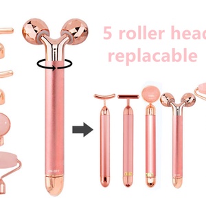 Rouleau de massage facial en jade 5 en 1 avec logo personnalisé, masseur électrique vibrant pour le visage et le corps - Product Image 2