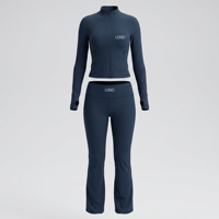 Ensemble 2 pièces OEM pour femme : veste zippée avec trous pour les pouces et poches zippées, et pantalon slim, crop top, leggings et pantalon évasé, logo personnalisé