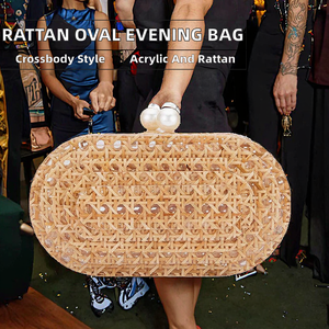 Bolso de Mano de Acrílico y Ratán para Mujer, con Cadena y Correa Cruzada, para Fiestas, Bodas, Verano, Alta Calidad, Duradero y Ecológico - Product Image 5