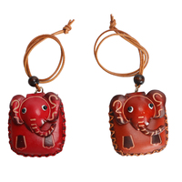 Porte-clés mini pochette éléphant mignon en cuir fait main, breloque de sac animal, pendentif décoratif artisanal pour rétroviseur de voiture, cadeau promotionnel