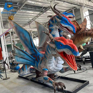 Statua Animatronica di Drago Occidentale a Tre Teste a Grandezza Naturale AD-06 per Parchi Divertimento, Drago Animatronico in Vendita - Product Image 1