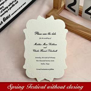 การ์ดเชิญงานแต่งงานแบบนูนลายพิเศษ พิมพ์แบบ Letterpress พร้อมปกนูน ดำเนินธุรกิจตามปกติในช่วงเทศกาลฤดูใบไม้ผลิ - Product Image 1