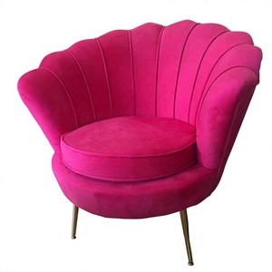 Muebles Modernos de Lujo, Color Personalizado, Sofá Nórdico para Sala de Estar, Patas Doradas, Sillón Individual de Terciopelo Rosa para Salón de Uñas, Silla de Maquillaje - Product Image 1
