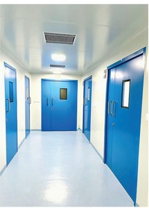 Porte battante manuelle hermétique en acier bleu pour salles blanches médicales, hôpitaux, laboratoires et salles blanches pharmaceutiques - Product Image 3