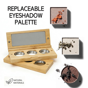 Emballage compact de maquillage en bambou écologique personnalisé, palette de fards à paupières en bambou naturel pur avec miroir intégré, vente en gros - Product Image 5