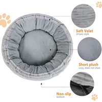 Lit chauffant électrique pour chat Novayapetix, en forme de beignet, en peluche, lavable à la main, lit chauffant pour animaux de compagnie, fond antidérapant, coussin chauffant réglable pour petits animaux