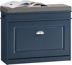 Blue 2-Tier Compact Shoe Storage Rack with Flip Drawer 150kg Load Capacity Narrow <strong>Bench</strong> Seat Cushion for <strong>Small</strong> Spaces <strong>Hallways</strong> - Product Image 3