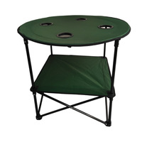 Table de camping ronde pliable de style farmhouse pour l'extérieur avec tissu Oxford détachable et structure en acier au carbone