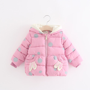 E2woo Invierno 2018 Estilo de Moda Abrigo Infantil con Capucha y Orejas de Conejo, Ropa Acolchada de Algodón para Niñas - Product Image 1