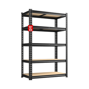 Étagère de rangement utilitaire réglable de taille moyenne en métal <span class=keywords><strong>noir</strong></span> 35,5 po x 11,9 po x 72 po pour le rangement - Product Image 1
