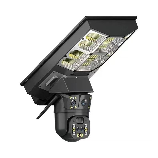 Outdoor 4K HD WiFi 4G Night Vision Weatherproof PTZ Human Tracking Sensor Solar Dual Lens Street Light Security Camera
