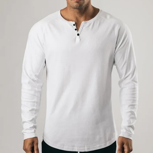 เสื้อเชิ้ตเฮนลีย์วินเทจ แขนยาว สีพื้น สำหรับเล่นกีฬา ออกกำลังกาย เนื้อผ้าฝ้ายแท้ ยืดหยุ่น บางเบา คอกลม แห้งเร็ว - Product Image 1