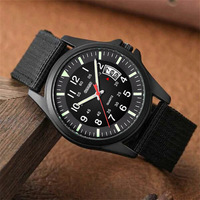 Montre sportive de style militaire Dsimple pour homme, quartz lumineux, cadran 41 mm, bracelet en nylon, fonction calendrier, idéale pour les étudiants