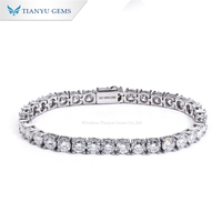 Bracelet Tennis Tianyu Gems pour Hommes et Femmes, en Moissanite, Plaqué Or 18 carats, Bracelet Tennis en Argent 925 avec Diamants Moissanite pour Hommes