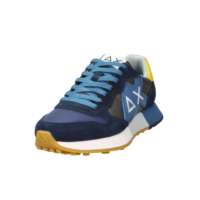 Sun68 Baskets rétro à lacets pour hommes Z36116 Bleu Vert Militaire Beige Blanc Talon de 3 cm Chaussures respirantes en toile toutes saisons