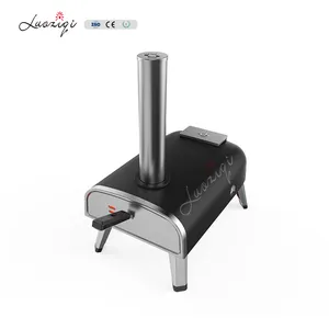 preferential easy to carry charcoal fuel long chimney pizza maker oven with thermometer and door