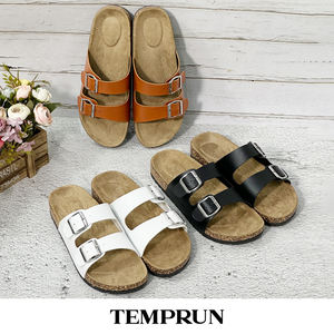 Sandalias de Corcho de Moda de Verano para <span class=keywords><strong>Hombre</strong></span> Adulto, Chanclas de Doble Tira con Suela de Cuero Mate, Sandalias de Cuero PU para Playa - Product Image 2
