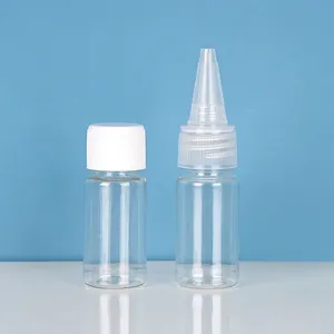 زجاجة صغيرة PET 10 مل 20 مل مع غطاء علوي ملفوف لأداة الضغط على المحلل والحبر والزيوت السائل مع طرف ملفوف لطبقة علوية لطباعة الطلاء