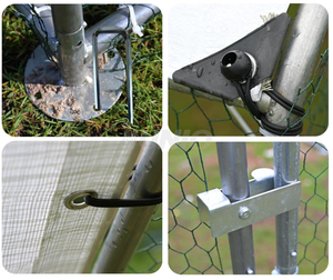 Cobertizo para pollos y patos, tubo galvanizado grueso para exteriores, grande, a prueba de lluvia y sol, jaulas para animales - Product Image 5