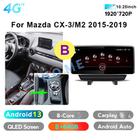 10.25 pouces Android 13 voiture lecteur multimédia Radio GPS Navigation pour Mazda 2 / CX3 stéréo CarPlay WiFi 4G BT écran tactile