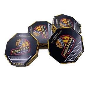 صندوق بيتزا ثماني الشكل من الورق المقوى المموج بحجم مخصص وطباعة شعار مخصص - Product Image 3