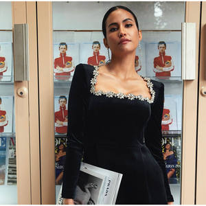 Vestido Corto <span class=keywords><strong>de</strong></span> <span class=keywords><strong>Terciopelo</strong></span> Estilo Hepburn <span class=keywords><strong>de</strong></span> Manga Larga para Mujer, Moda Europea y <span class=keywords><strong>Americana</strong></span>, Banquete Festivo Europeo 2025 - Product Image 3