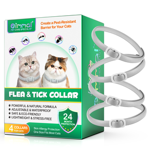 Oimmal Wholesale 4 Pack <strong>Cat</strong> <strong>Flea</strong> and Tick Prevention Private Label OEM <strong>Natural</strong> <strong>Anti</strong> <strong>Flea</strong> and Tick Treatment Collar for <strong>Cats</strong> - Product Image 1