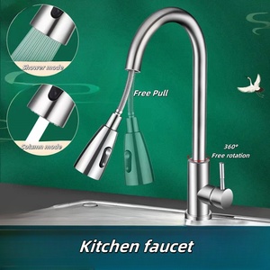 Soldes Chaudes Robinet de Cuisine Robuste en Nickel Brossé avec Douchette Extractible SUS 304, Mitigeur Monocommande pour Évier de Cuisine - Product Image 3