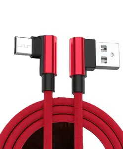 Cabo carregador rápido trançado de 2m, fio para sincronização de dados, usb c, 90 graus, com mini cotovelo