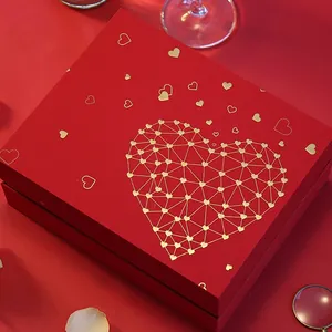 Tapa superior con estampado dorado personalizado, cartón rígido, caja de regalo de San Valentín