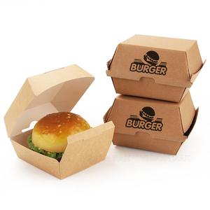 Customizável Design Rosa Cor <span class=keywords><strong>Burger</strong></span> <span class=keywords><strong>Box</strong></span> Papel biodegradável descartável para Snack Fast Food - Product Image 1