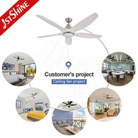 Ventilateur de plafond 1stshine 60 pouces avec lames blanches, compatible Alexa et Google, faible consommation d'énergie, ultra silencieux, avec éclairage LED