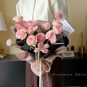 Nouveauté - Papier d'emballage en velours fleuri pour la Saint-Valentin - Papier d'emballage pour bouquet - Matériaux d'emballage - Product Image 5