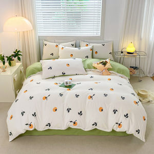Parure de lit 4 pièces en coton lavé imprimé floral frais, style drap-<span class=keywords><strong>housse</strong></span>, double couche de fil - Product Image 6