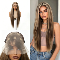 Perruque synthétique Lace Front 13x6 en gros, multicolore, longue et dégradée, en fibre résistante à la chaleur, OEM/ODM, avec petite sangle réglable personnalisée