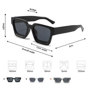 Gafas de sol clásicas con montura cuadrada gruesa, lentes de PC con borde completo negro para hombres, protección UV para conducir, estilo urbano - Product Image 2
