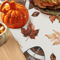 Chemin de table de football américain pour table à manger, chemins de table de Thanksgiving pour événements, décoration de fête d'automne avec feuilles d'érable et citrouilles