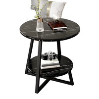 Table basse circulaire double couche, design minimaliste moderne, panneau de densité, structure métallique, mobilier de salon, directement de l'usine