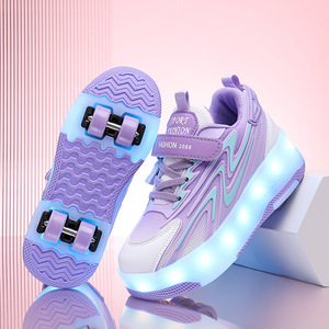 Chaussures de <span class=keywords><strong>patin</strong></span> à roulettes rétractables à quatre roues Chaussures de sport transformables pour adolescents - Product Image 3