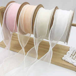 Nhỏ ngọc trai tươi đuôi cá sợi ủng hộ đám cưới 4 cm Organza vải bó hoa hộp ruy băng với nơ trang trí bao bì - Product Image 4