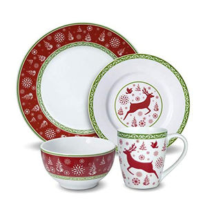 Juego de 4 piezas Color personalizado Cocina Diseño lindo Juegos de vajilla de cerámica Gres rojo Cena Tazón Plato Taza - Product Image 6