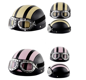 Cuero de la PU de los <span class=keywords><strong>cascos</strong></span> 3/4 motocicleta helicóptero casco de bicicleta de la cara abierta del vintage de la motocicleta - Product Image 3