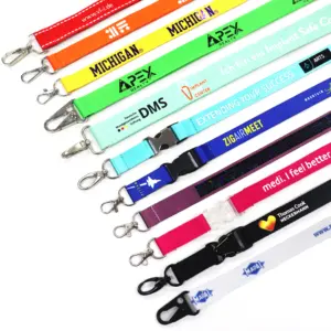 Free Sample Promotional Phone Lanyards Custom Logo Accessories Badge Id Card Keychain Holder Polyester Neck Lanyard