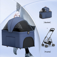 (Prêt à expédier) Fabrication de poussette pour animaux de compagnie pratique et bon marché à 4 roues universelles pour chiot et chaton chariot de marche extérieur