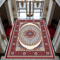 Tapis Moderne de Luxe Bleu-Gris FIGOO, Antidérapant et Lavable, pour Salon, Vente en Gros Direct Usine